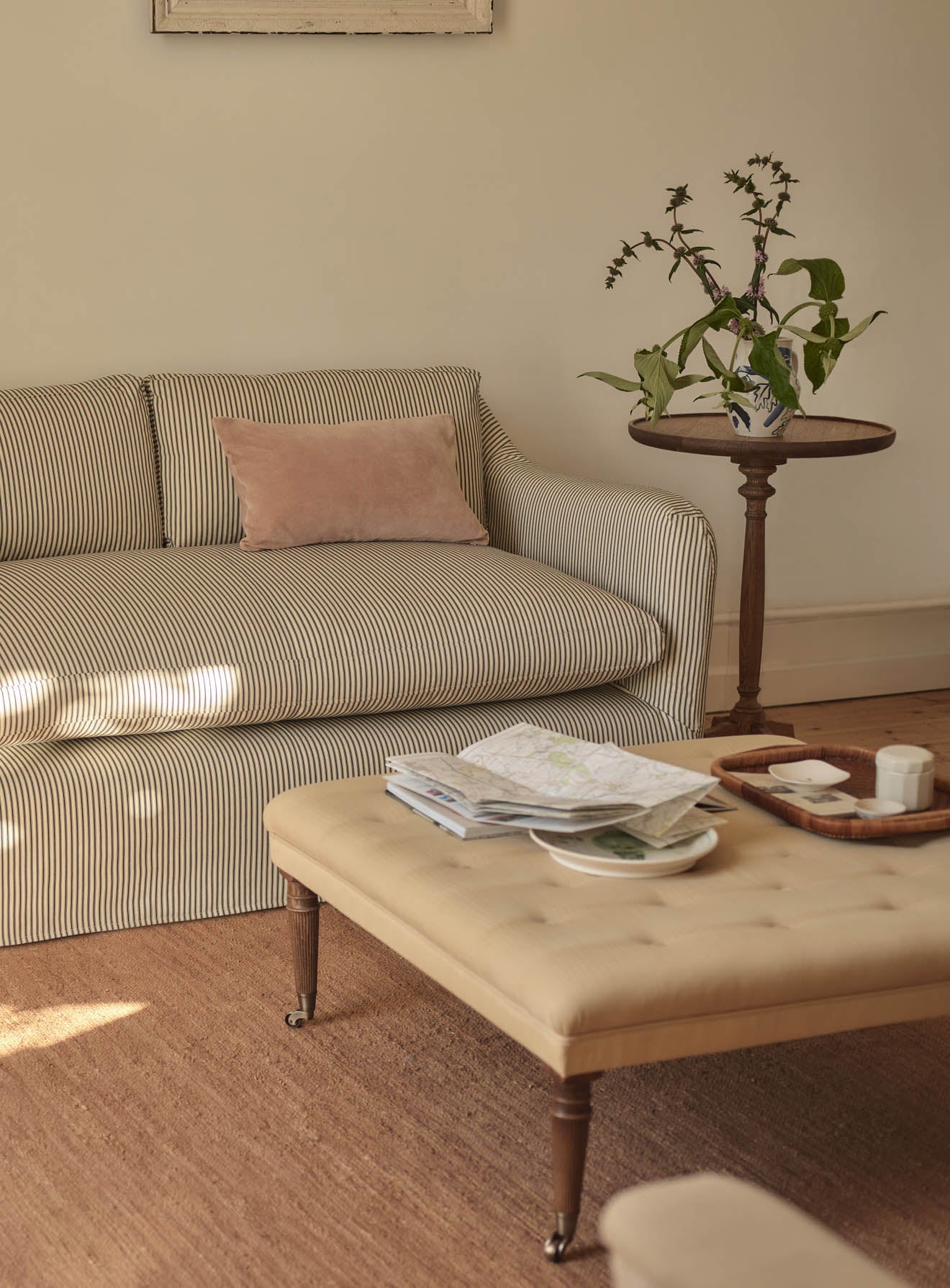 Freyer Footstool, Square, Straw Cotton