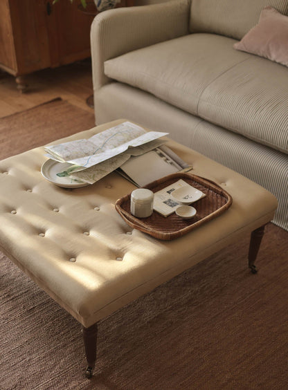 Freyer Footstool, Square, Straw Cotton