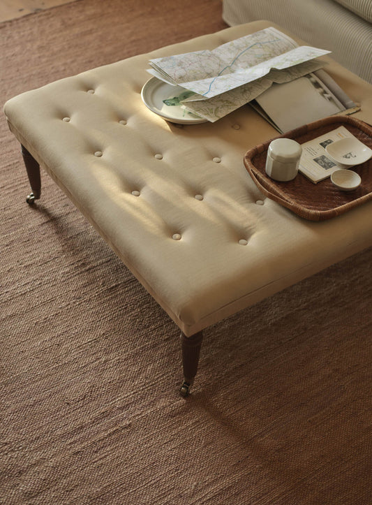 Freyer Footstool, Square, Straw Cotton