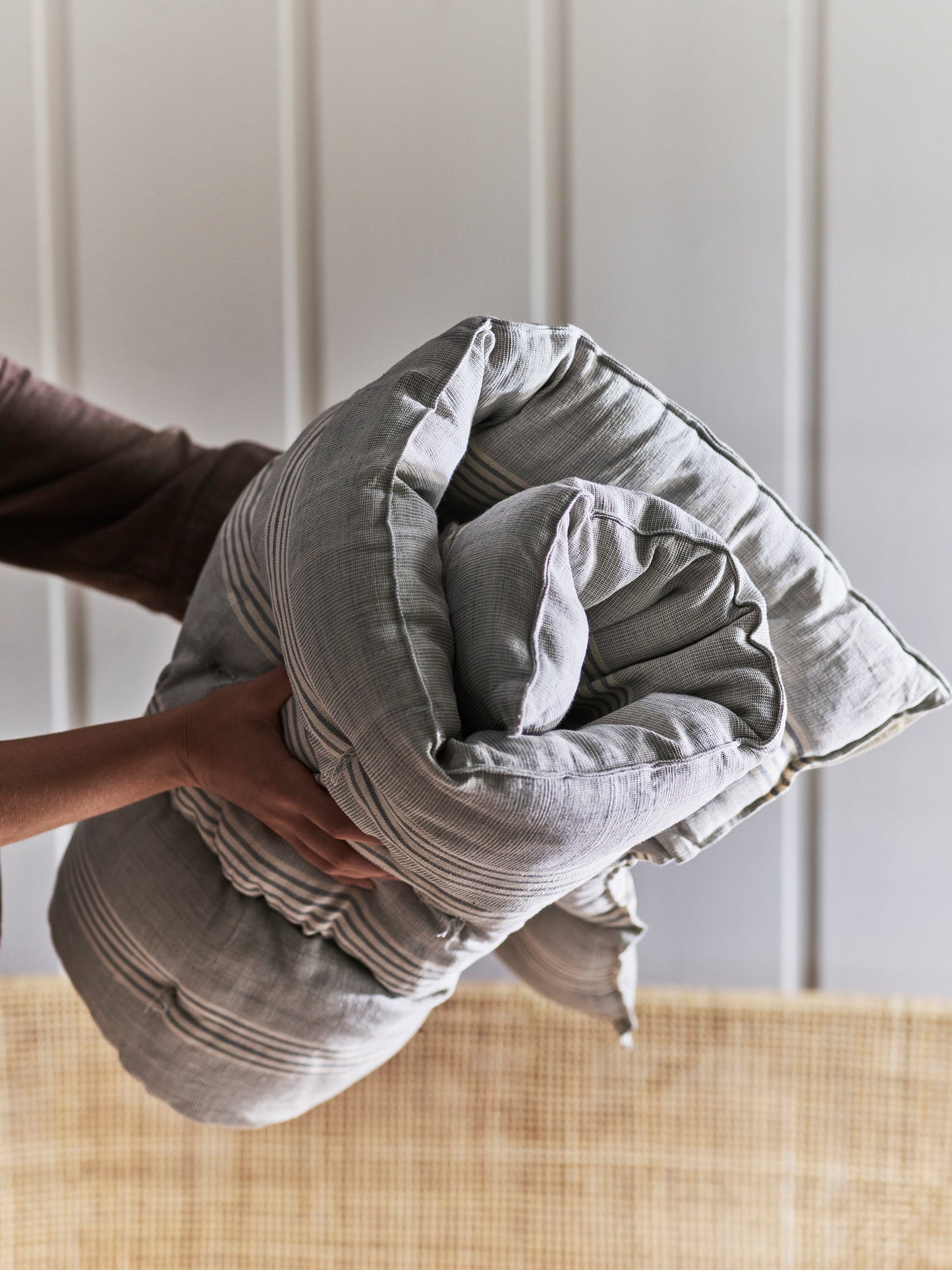 Cotton Mattress, Grey Stripe
