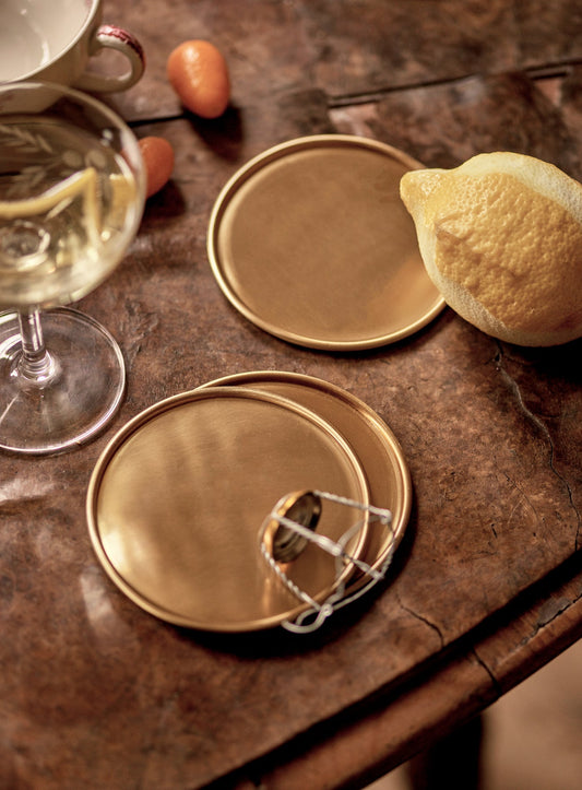 Lena Brass Coasters, Set of Four