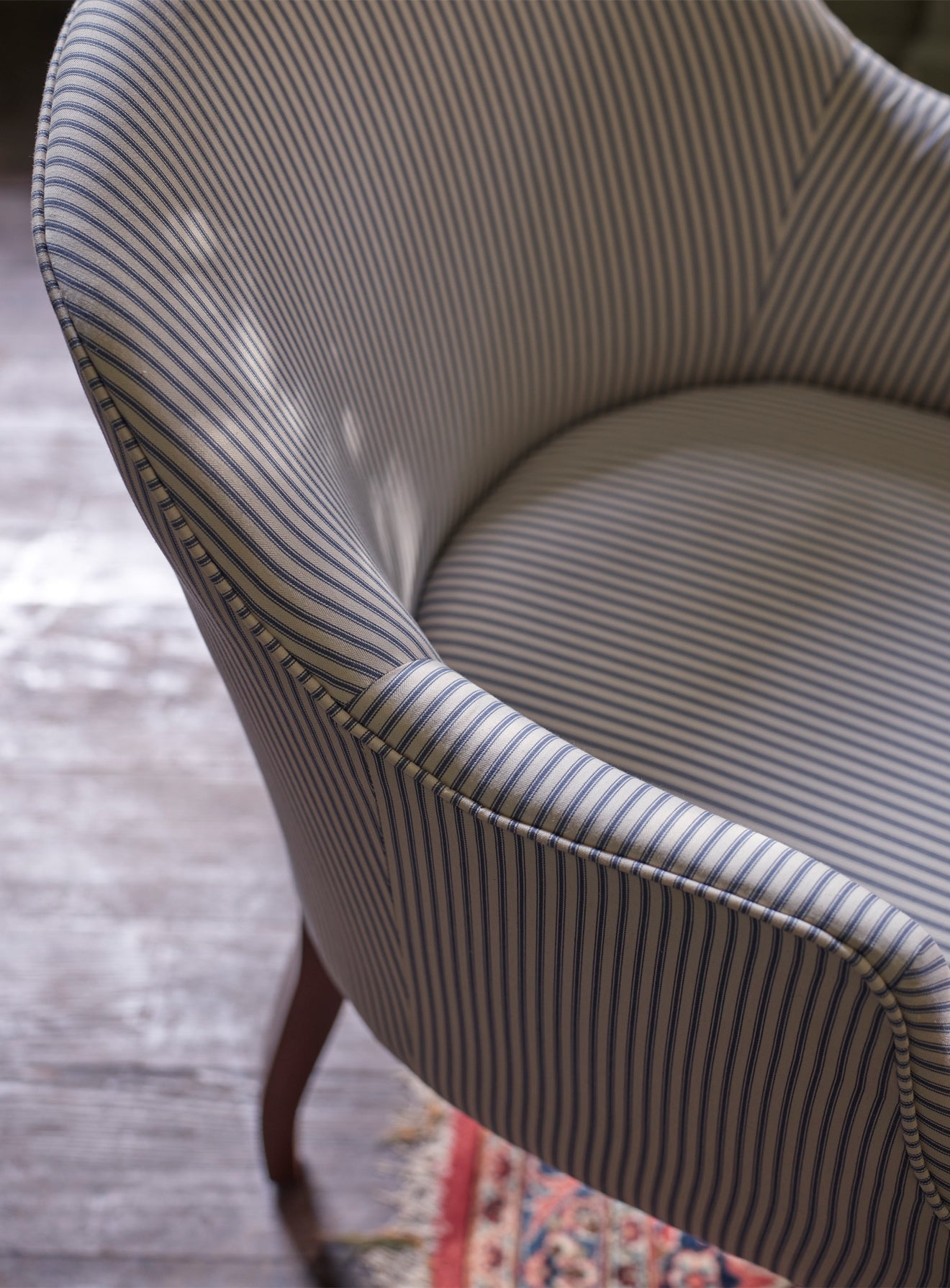 Bennett Library Chair, Blue Ticking Stripe