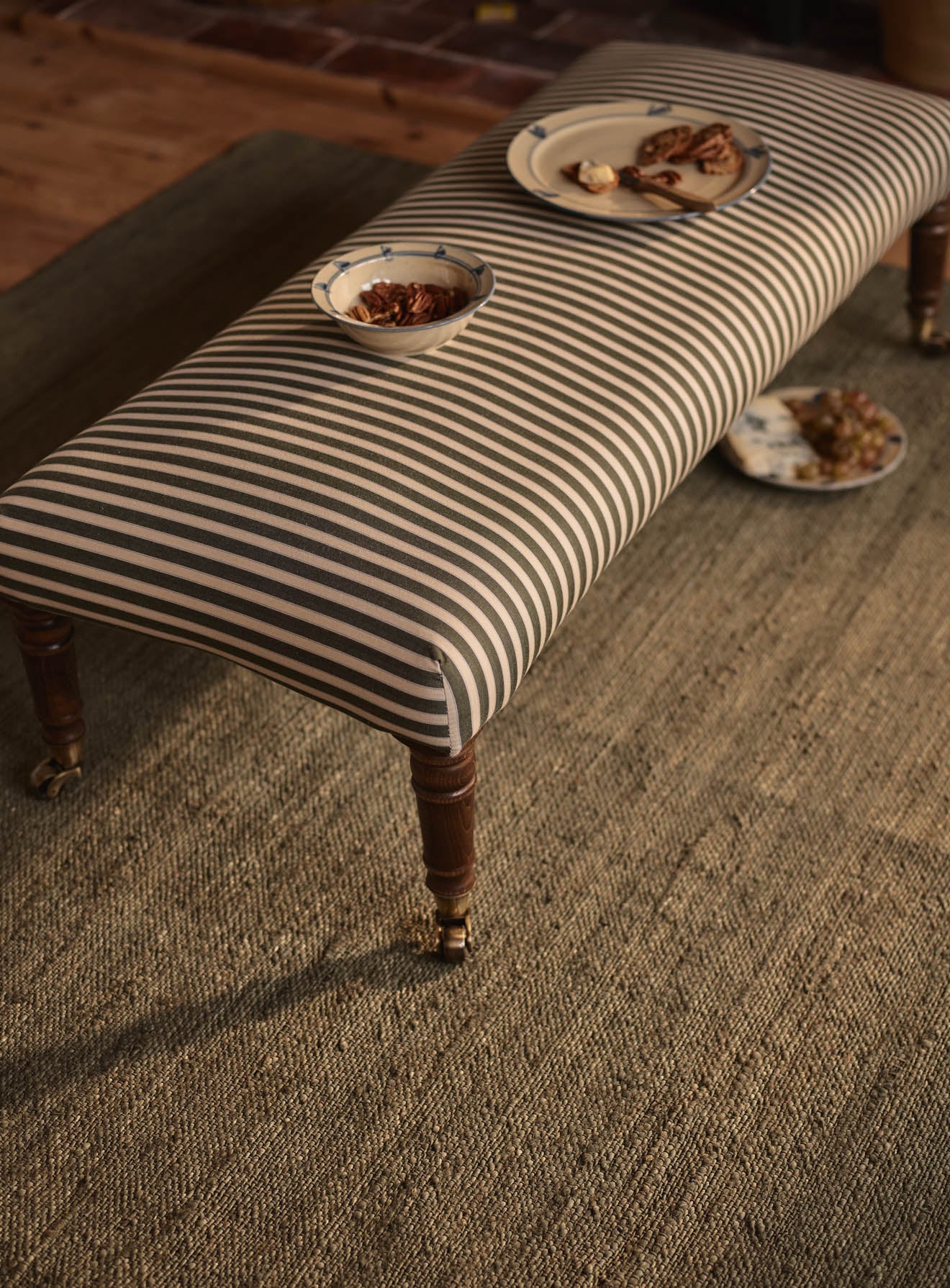 Edmund Footstool, Large, Heritage Green Stripe