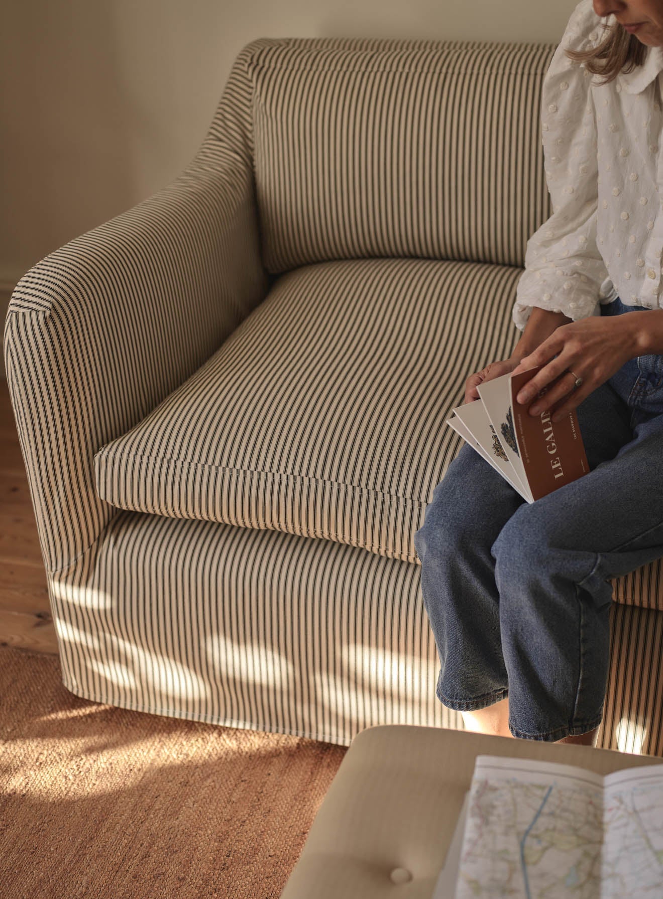 Warren Loose Cover Sofa, Black Ticking Stripe