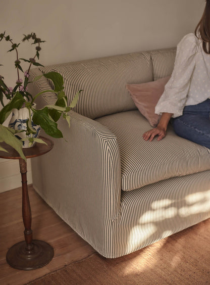 Warren Loose Cover Sofa, Black Ticking Stripe