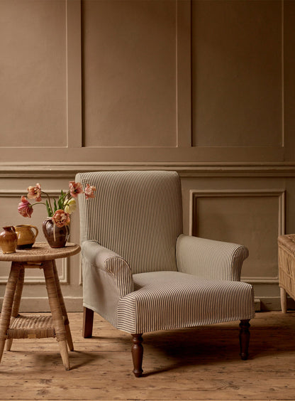 Wilford Armchair, Black Ticking Stripe
