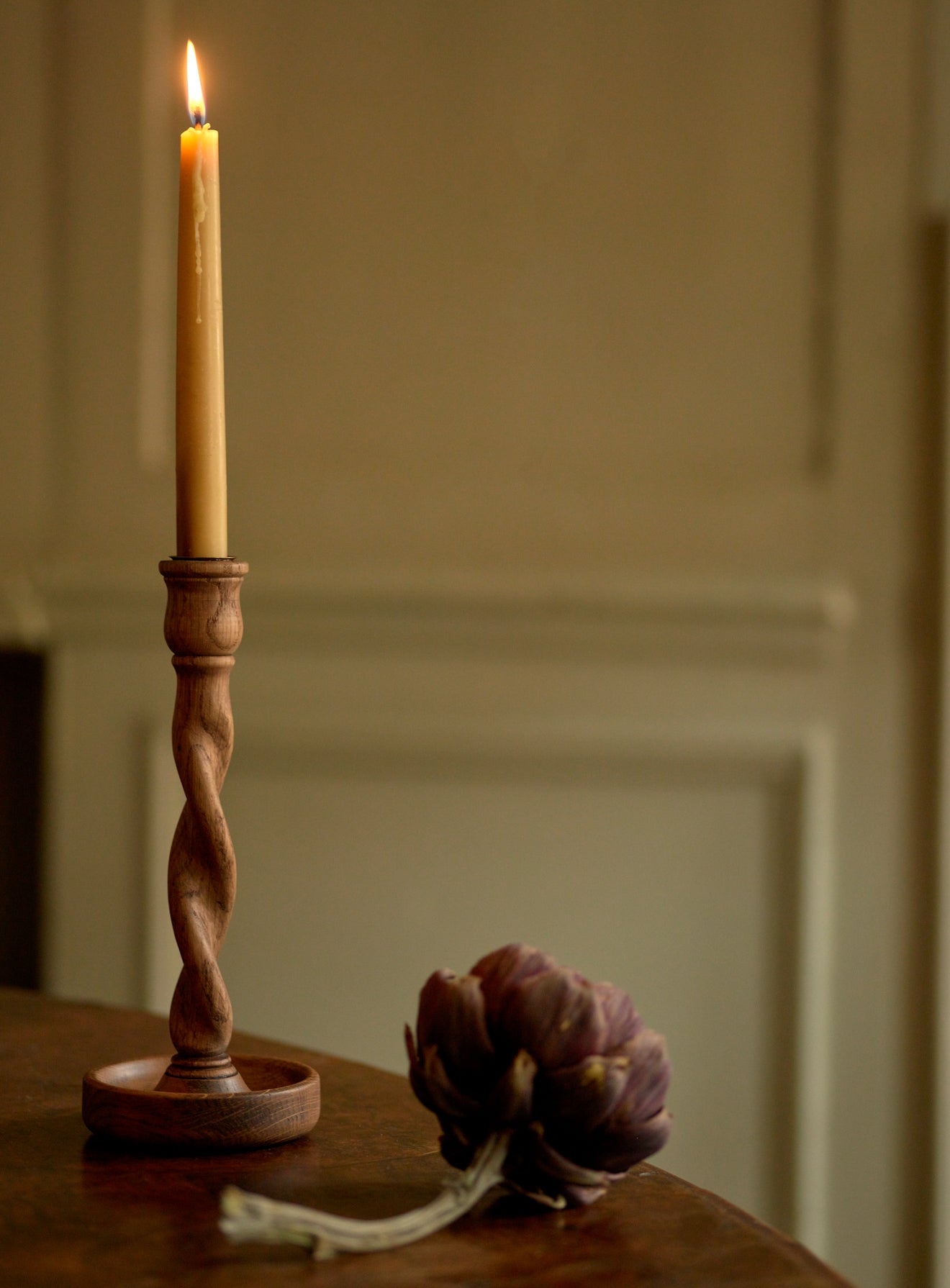 Albert Turned Oak Candlestick